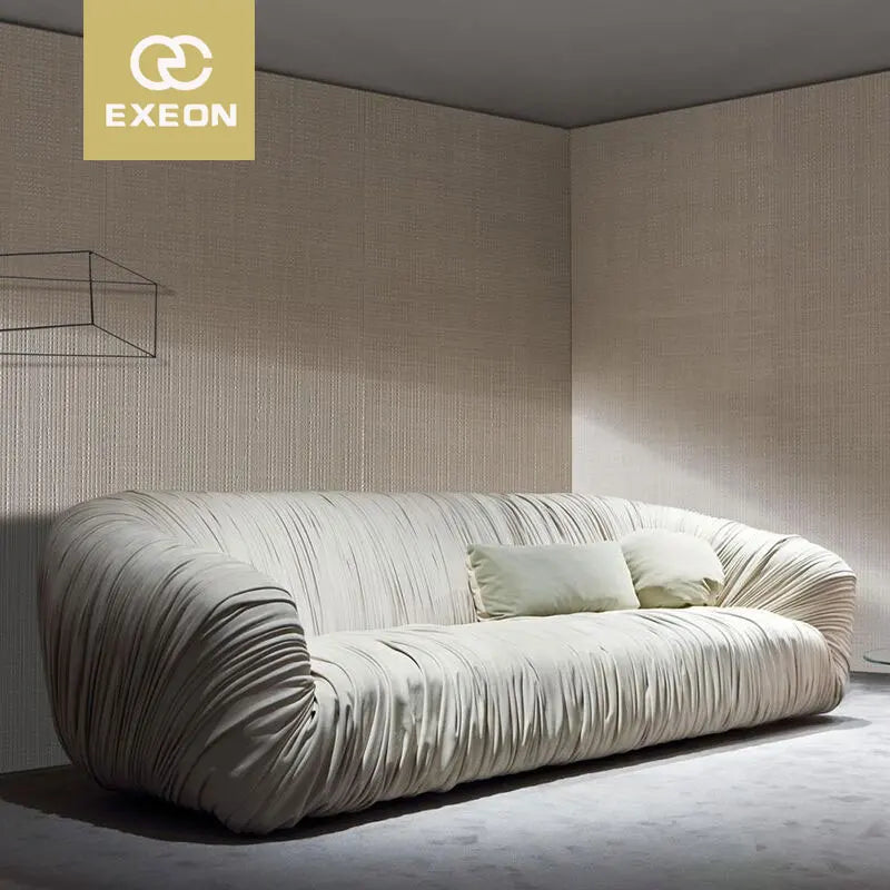Italian Style Sofa Small Apartment 2.2 Meter Layer Leather Sofa Living Room Light Luxury Furniture