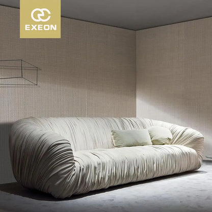 Italian Style Sofa Small Apartment 2.2 Meter Layer Leather Sofa Living Room Light Luxury Furniture