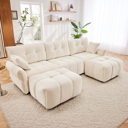 Cream-style Cotton Candy Sofa Set Living Room Furniture Modern Sofa Minimalism Soft Cloud White Lambs Wool Fabric Sofa for Home