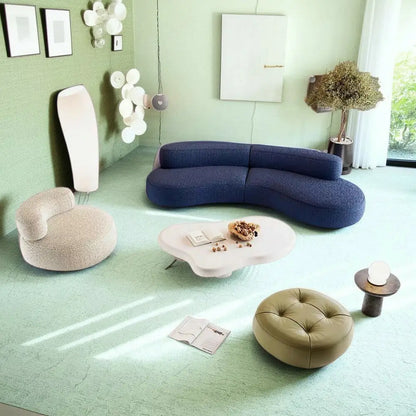 Moon Shape Comfortable Fabric Sectional Sofa Vacuum Compress Interior Design Living Room Furniture for Home Apartment Villa