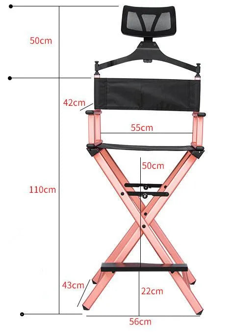 Modern Portable Aluminum Director Chair with Headrest - Portable Makeup Artist/Manager Folding Chair for Better Rest