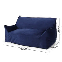 Fila Velveteen Two Seat Bean Bag Sofa Modern European Design Oversized Armrests Shredded Foam Fill Extra Soft