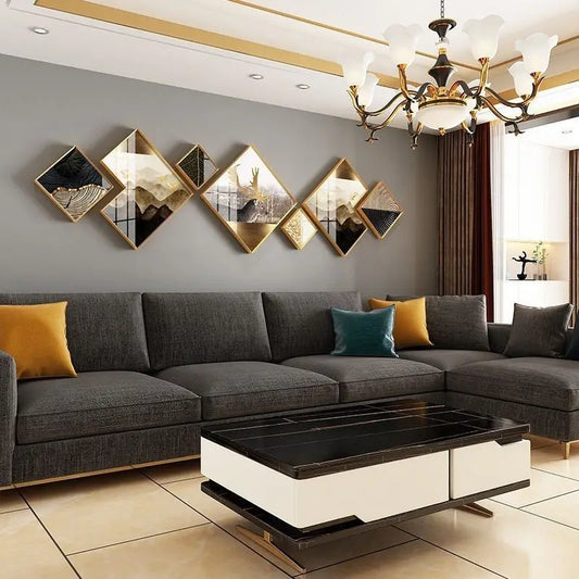 270X73cm Aluminum Alloy Frame Glass Gallery Hanging Paintings Living Room TV Sofa Background Crystal Wall Decor Dropshipping DDP