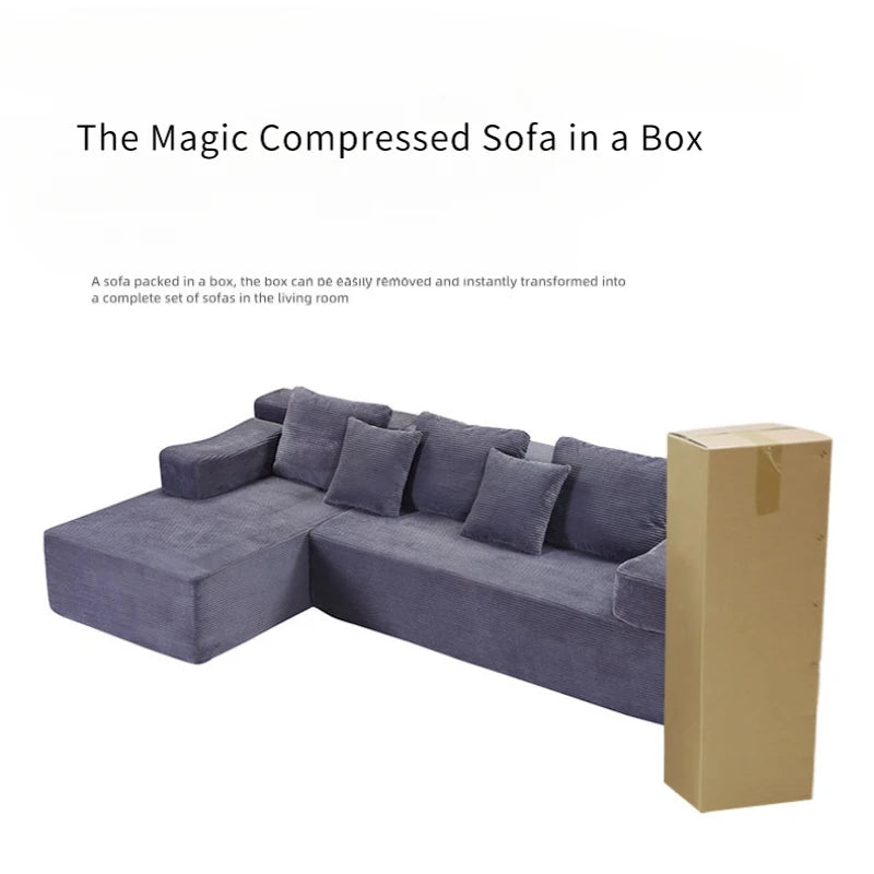 Modern Minimalist Lazy Sofa with Compressible Italian High-density Foam Compact Modular Living Room Sofa Set for Small Spaces
