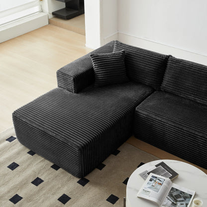 Modern Sherpa L-Shaped Flannel Modular Sectional Sofa Three Seat Corner Apartment Villa Living Room Armless Cushion Back Color