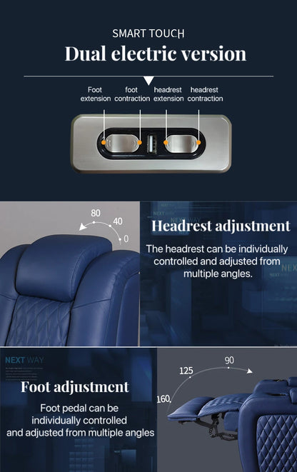 Multifunctional Electric Recliner Home Theater Living Room Sofa Genuine Leather Couch Nordic Cinema Modern Relax Massage Chair