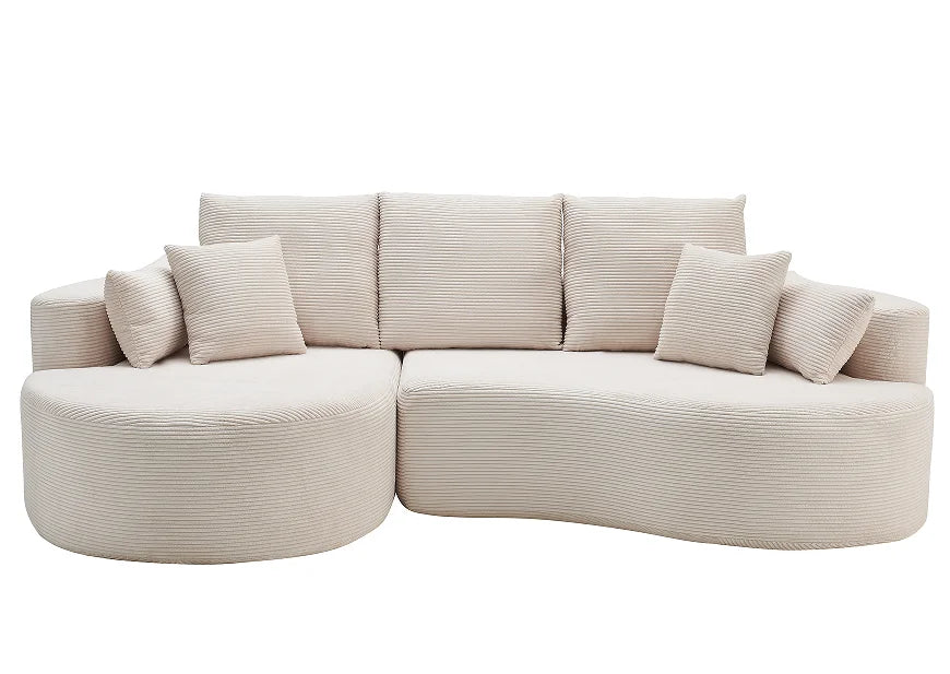 106 In. 2-Piece Modern Reclining Fabric Cloud Curved Sectional Sofa  with Chaise for Villa Living Room Bedroom Apartment-Gray