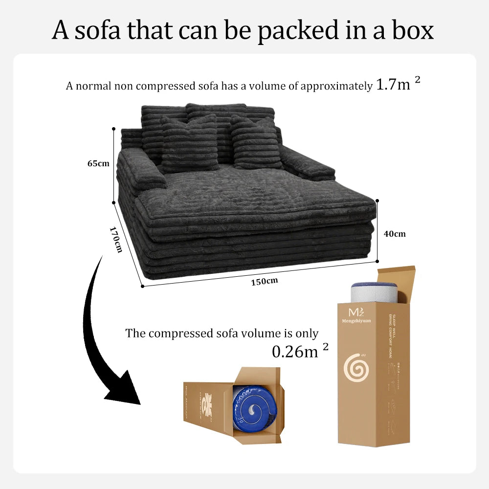 Direct Factory's Compressed Sofa Set Foshan China Fabric Sponge Upholstered Bed Living Room Furniture Vacuum Roll Packed Box
