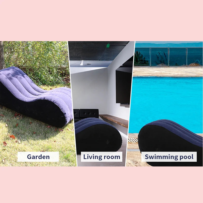 Sofa Inflatable Bench Bed Magic Lounge S-Shape Pillow Furniture for Adults Rest Kids Rest Game Toys Couples-Love Position Aid