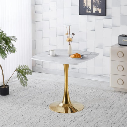 Square Dining Table Marble Top Golden Metal Frame Modern Design Home Furniture 2-4 Persons Small  Apartment