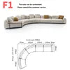 Nordic Style Convertible Upholstered Fabric Sectional Sofa with Curved Arms for Hotel Living Room Apartment