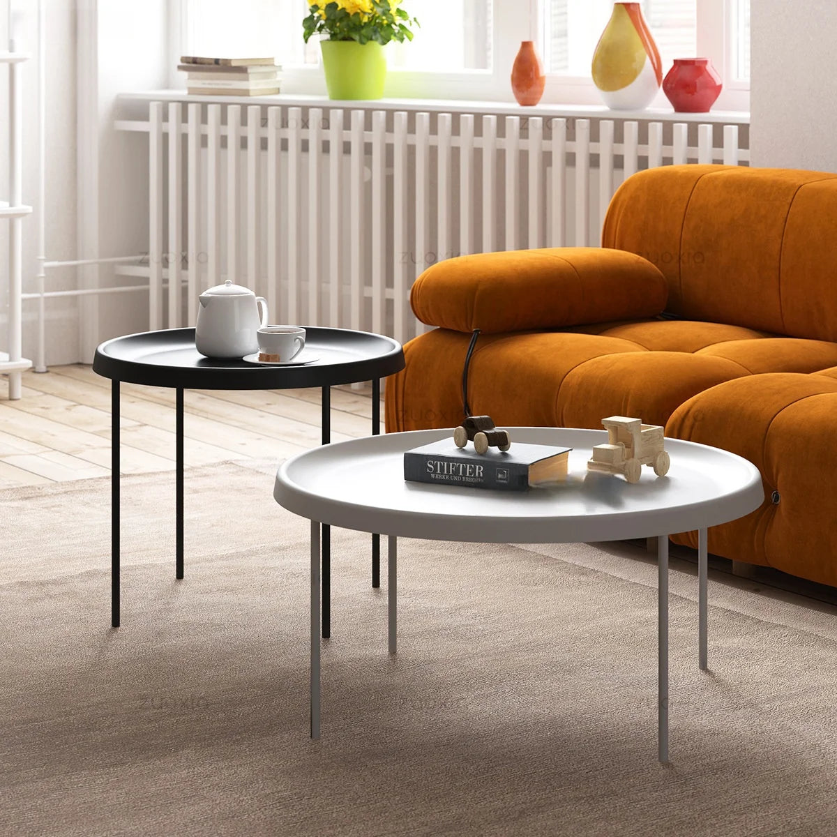 KINNO Nordic Japanese Style Iron Furniture Modern Simple Design Living Room Corner Table Set for Small-Sized Rooms Coffee Table