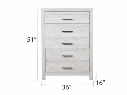 Queen 5PC Convertible Adjustable Height Antique Style Storage Bedroom Set Made with Wood in Natural for Hotel Apartment