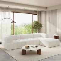 Modern L-Shaped Convertible Sectional Sofa Sofa Bed High-Density Fully Compressed Sponge Chaise Lounge 2-Piece Set Fully