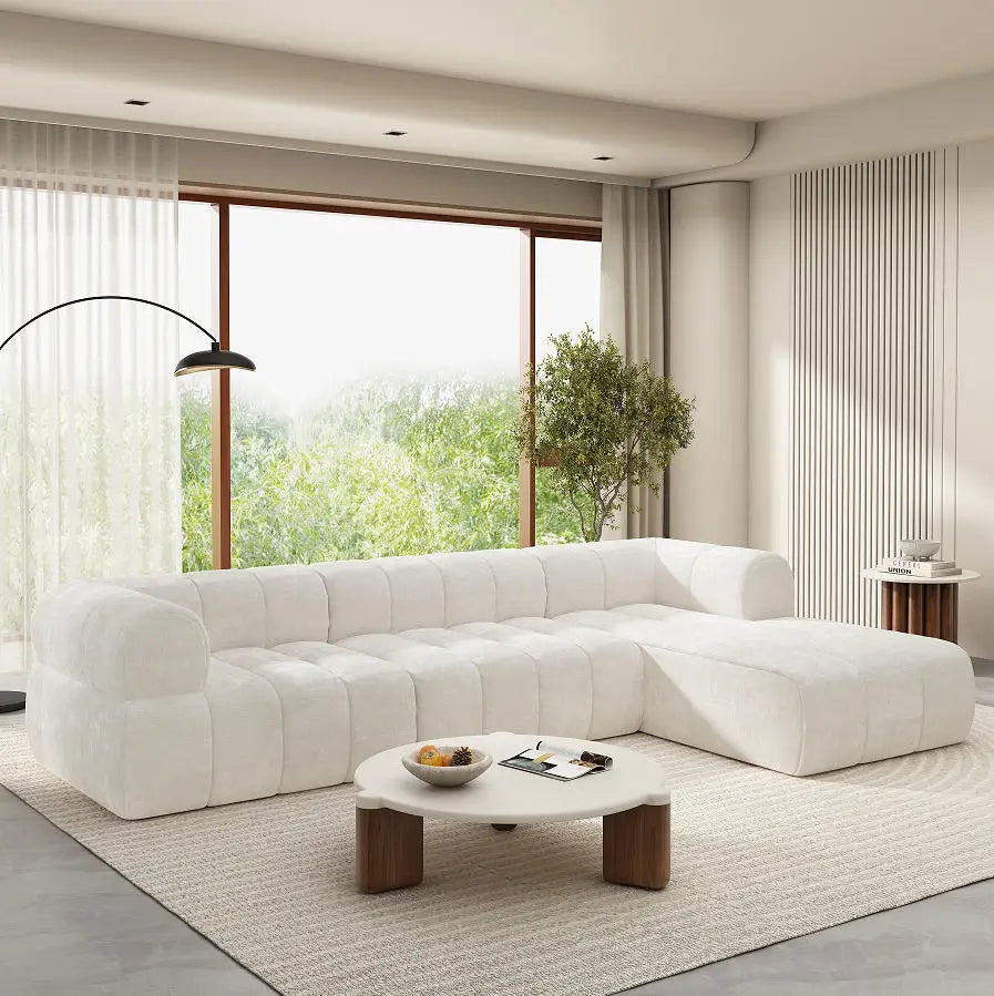 Modern L-Shaped Convertible Sectional Sofa Sofa Bed High-Density Fully Compressed Sponge Chaise Lounge 2-Piece Set Fully
