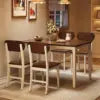 5-Piece Solid Wood Dining Table Set for 4