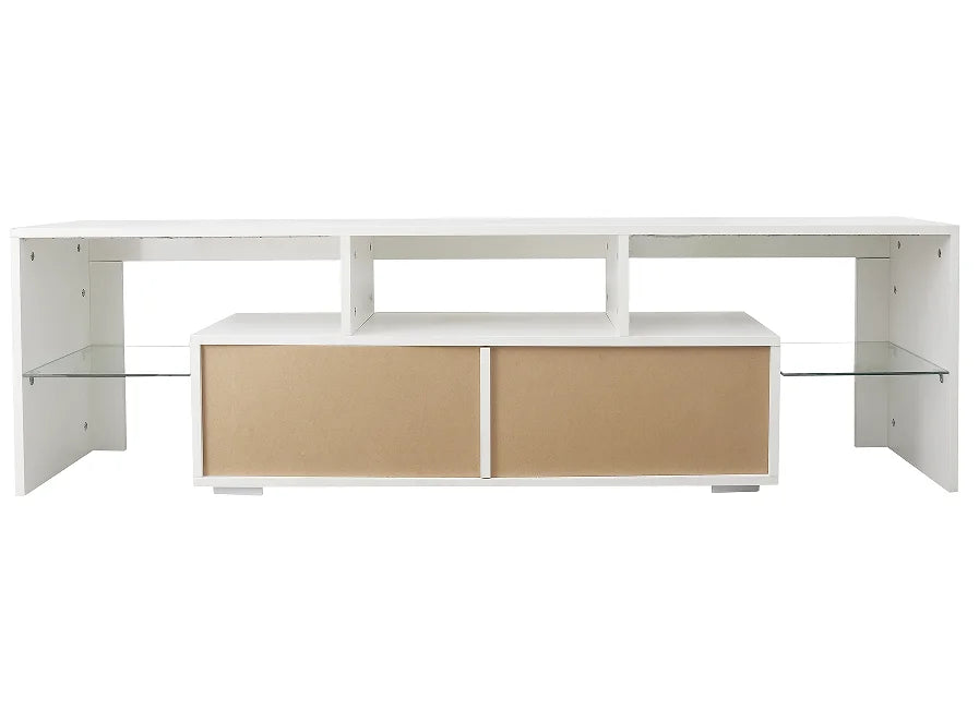 Modern Wood TV Stand with Adjustable Storage Shelves and TV Lift Fits 60-64in TVs for Living Room Hotel or Office
