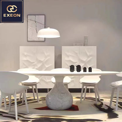 Italian Furniture Minimal Design Dining Table Natural Marble Modern Mansion Designer Round Dining Table