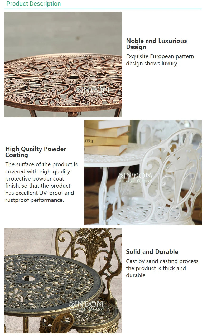 Outdoor Aluminum Table and Chair Set Patio Furniture for Garden