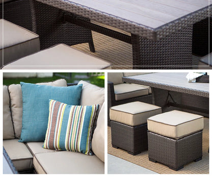 Nordic Rattan Sofa Combination For Courtyard Balcony Patio With Coffee Table Outdoor Garden Furniture Set Leisure Corner Sofas