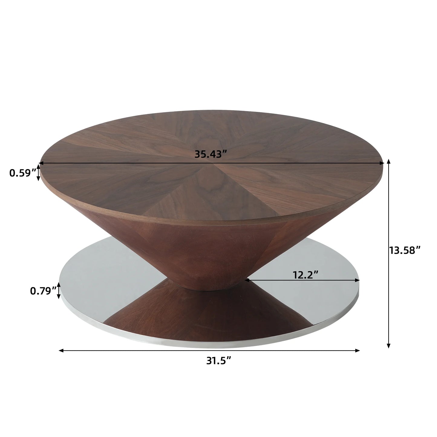 ATUNUS USA in Stock Drop Shipping Metal Base Stainless Steel Modern Wood Top Side Oval Center Tea Coffee Table