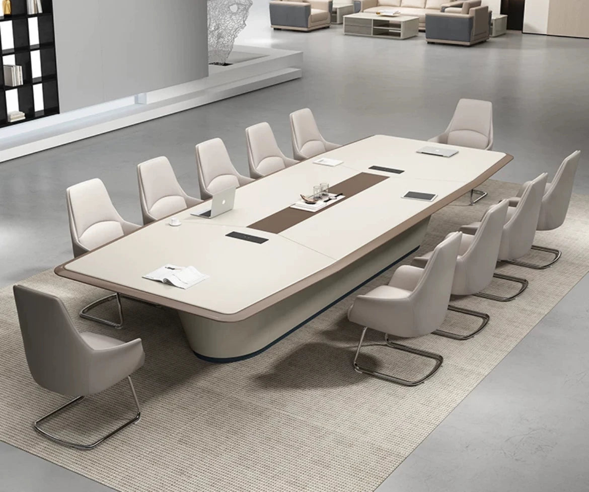 Modern Wood Conference Table White Adjustable Height Long Large Office Furniture for Commercial Use