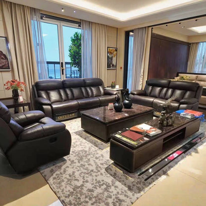 Modern Home Living Room Modular Foldable 3 2 1 Functional Reclining Italy Leather Sofa Multi Functional Electric Home Furniture