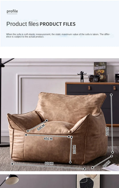 OTAUTAU 3-seat Retro Faux Leather Bean Bag Sofa Cover SF003【No Filler Inside ! You Need To Buy The Filler By Yourself！】