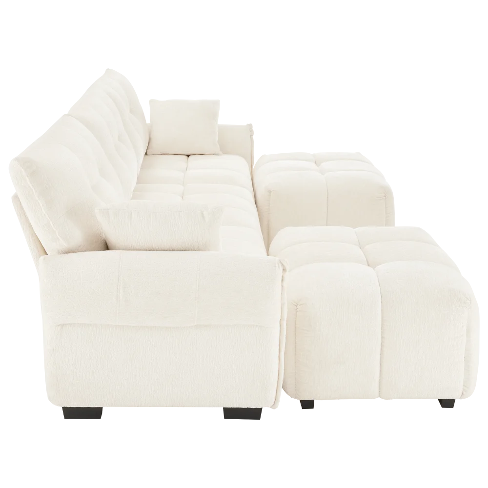 Cream-style Cotton Candy Sofa Set Living Room Furniture Modern Sofa Minimalism Soft Cloud White Lambs Wool Fabric Sofa for Home