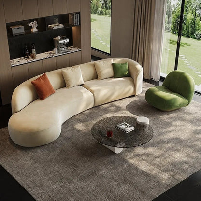 Light Luxury Italian Modern Cream Style High-End Moon Curved Fabric Sofa Minimalist Irregular Design Upholstered for School