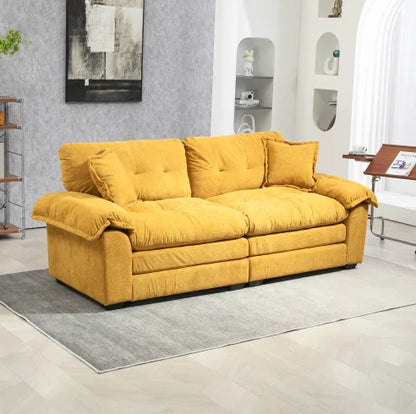 84" Chenille Convertible Modern Sofa Loveseat Deep Seat 2 Throw Pillows Memory Foam Living Room Apartment Office Lounge-Black