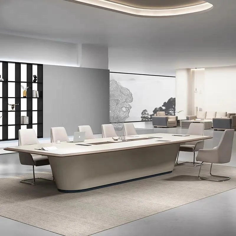 Modern Wood Conference Table White Adjustable Height Long Large Office Furniture for Commercial Use
