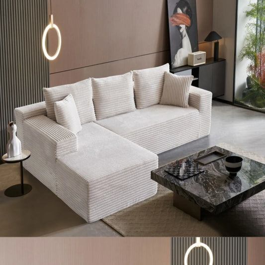 Unisofa Luxury Nordic Corner L Shaped Sectional Bedroom Living Room Use Frameless Compressed Spring Boneless Sofa