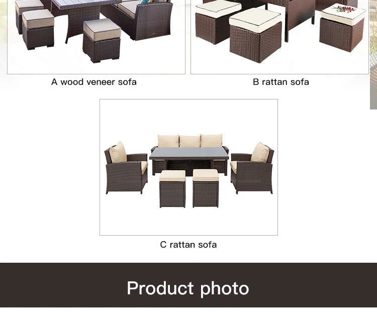 Nordic Rattan Sofa Combination For Courtyard Balcony Patio With Coffee Table Outdoor Garden Furniture Set Leisure Corner Sofas