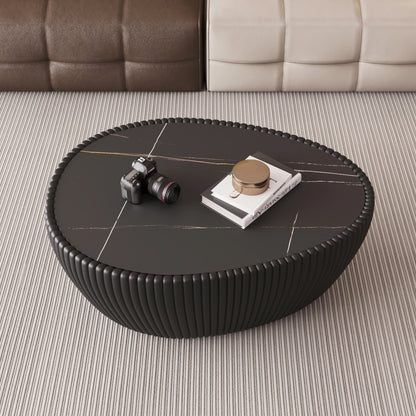 Modern Wood & Marble Top Goose Egg Shape Orange Coffee Table for Living Room Home Furniture