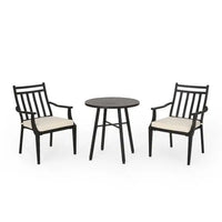 DELMAR 3-Piece Durable Polyester Metal Bistro Set Outdoor Dining Patio Furniture Courtyard Garden Warehouse Living Room China