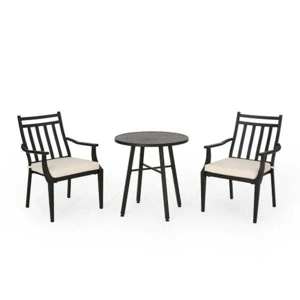 DELMAR 3-Piece Durable Polyester Metal Bistro Set Outdoor Dining Patio Furniture Courtyard Garden Warehouse Living Room China