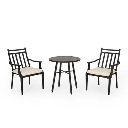 DELMAR 3-Piece Durable Polyester Metal Bistro Set Outdoor Dining Patio Furniture Courtyard Garden Warehouse Living Room China
