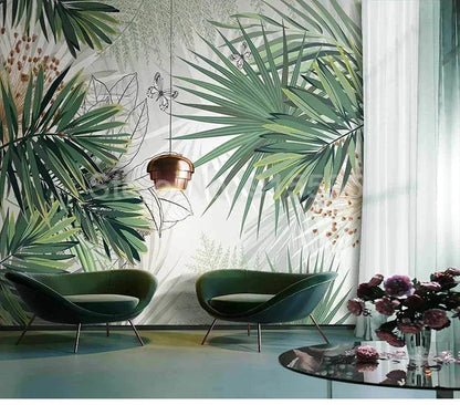 Custom 3D Mural Wallpaper Tropical Plants Rainforest Palm Leaf Interior Bedroom Dining Room Living Room Photo Wall Decoration