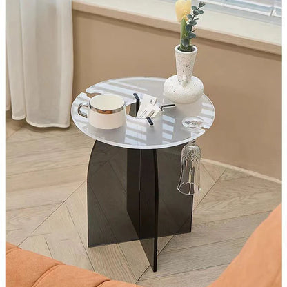 Modern Transparent Acrylic Long Coffee Table with Unique round Design Living Room Furniture with Metal Material