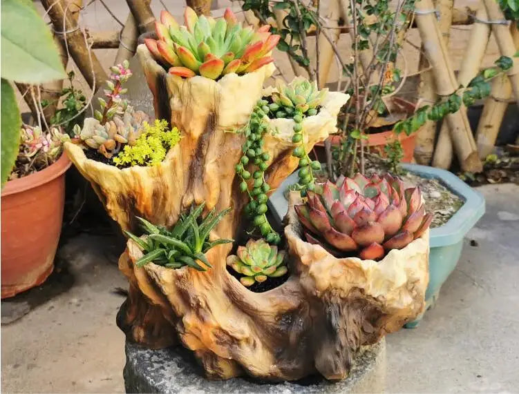 American Broken Root Shape Succulent Resin Flower Pot Outdoor Balcony Furnishing Crafts Garden Villa Vase Ornaments Decoration