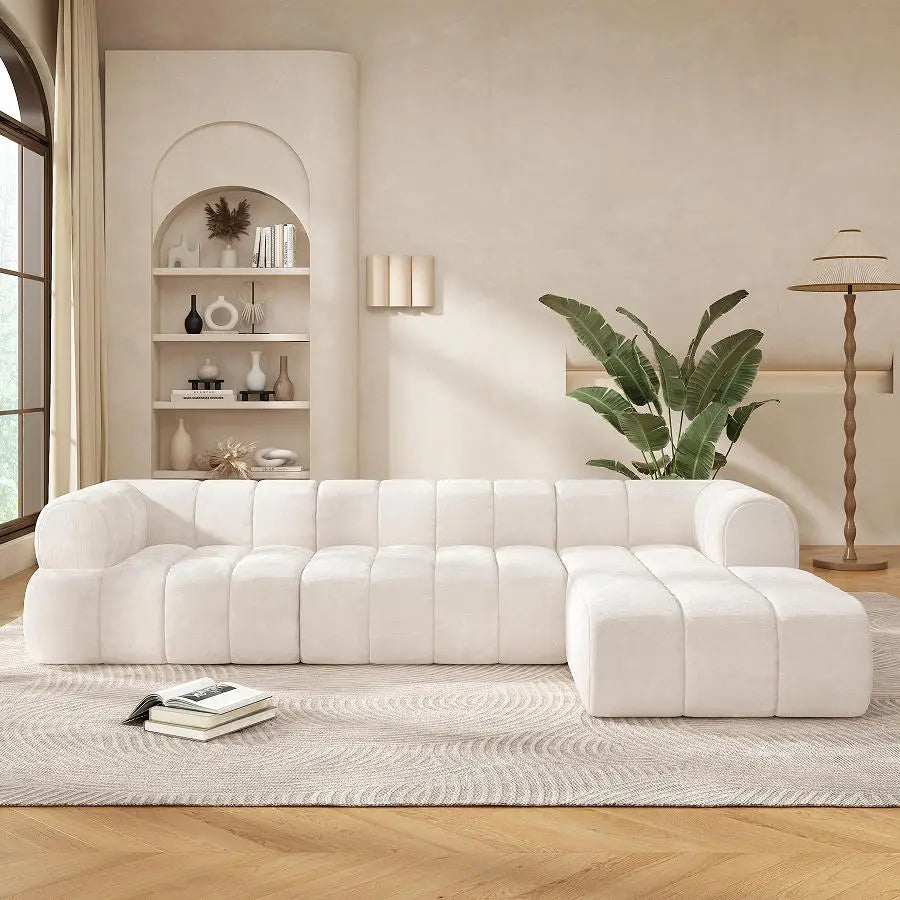 Modern L-Shaped Convertible Sectional Sofa Sofa Bed High-Density Fully Compressed Sponge Chaise Lounge 2-Piece Set Fully