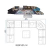 Modern Solid Wood Upholstered Extendable Square Sectional Mah Jong Sofa Living Room Furniture Modular Adjustable Apartment/Villa