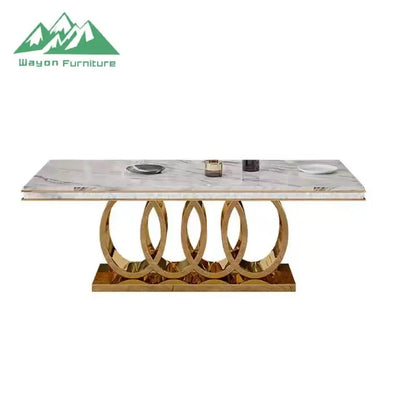 Wayon Modern Luxury Dining Table Unique Interlocking Rings Pedestal Table for Villa Project Use