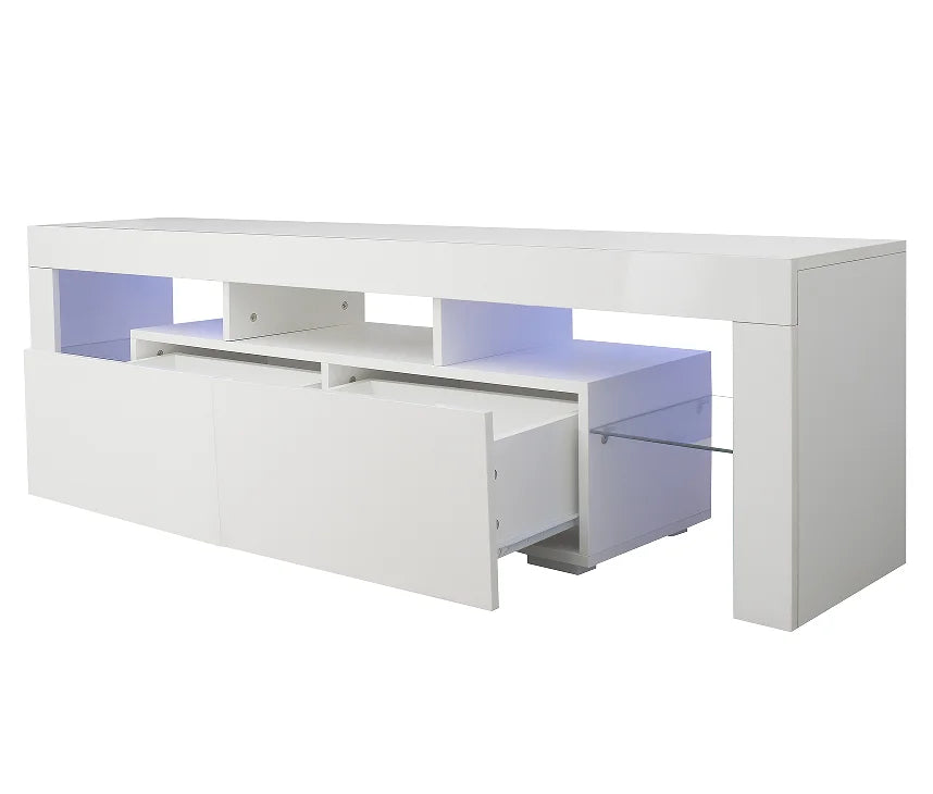 Modern Wood TV Stand with Adjustable Storage Shelves and TV Lift Fits 60-64in TVs for Living Room Hotel or Office