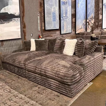 Sofa Bed Corduroy Fabric Ultra-wide Sitting Depth Comfortable Simple Modular Sofa Suitable for Living Room Villa