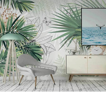 Custom 3D Mural Wallpaper Tropical Plants Rainforest Palm Leaf Interior Bedroom Dining Room Living Room Photo Wall Decoration
