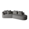 Modern Chenille Sectional Sofa Wood Legs Extra Deep Wide Seats Curved Cloud Design 4 Pillows Free Combination for Living Room