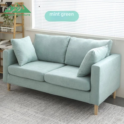 Wayon      Reclining Fabric Chaise Lounge Sofa for Living Room with Removable Pillows and Wooden Legs, Light Green