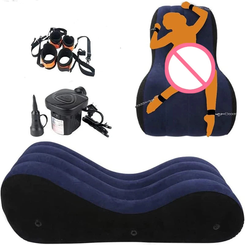Sofa Inflatable Bench Bed Magic Lounge S-Shape Pillow Furniture for Adults Rest Kids Rest Game Toys Couples-Love Position Aid